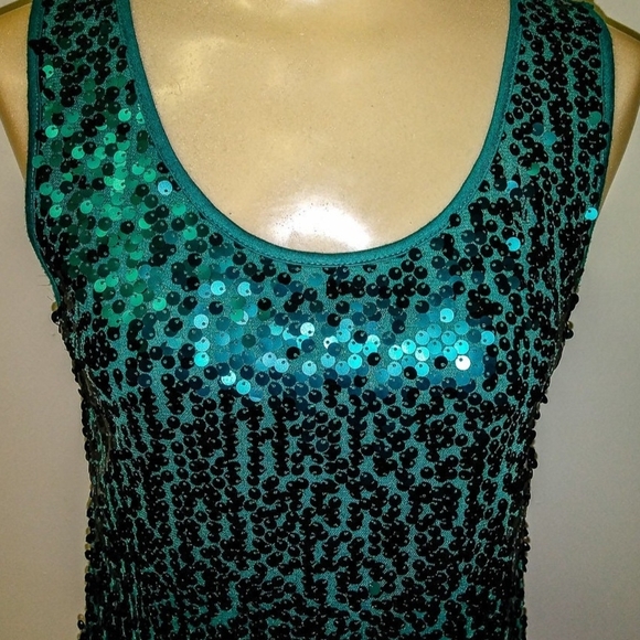Charlotte Russe Teal Sequin Party Tank - Picture 3 of 4